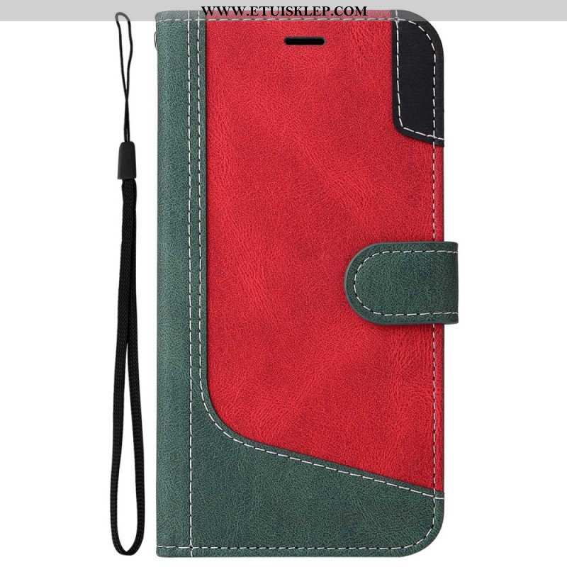 Etui Folio do Oppo A94 5G Trójkolorowy Ze Smyczą